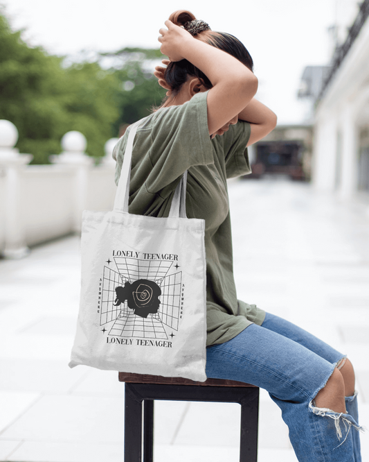 LONELY TEENAGER  WHITE TOTEBAG